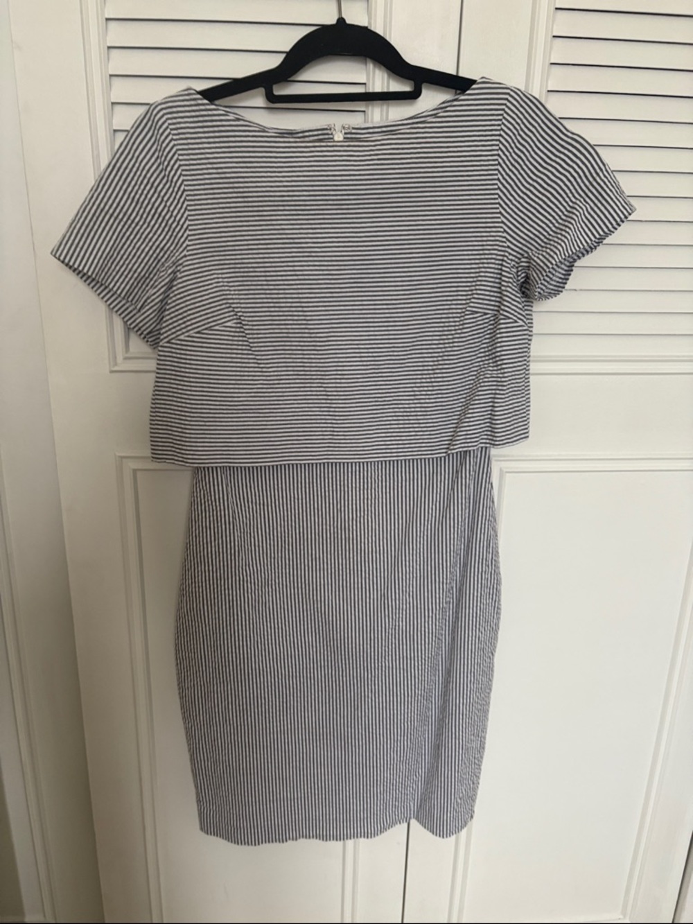 Banana Republic Navy and White Striped Midi Dress